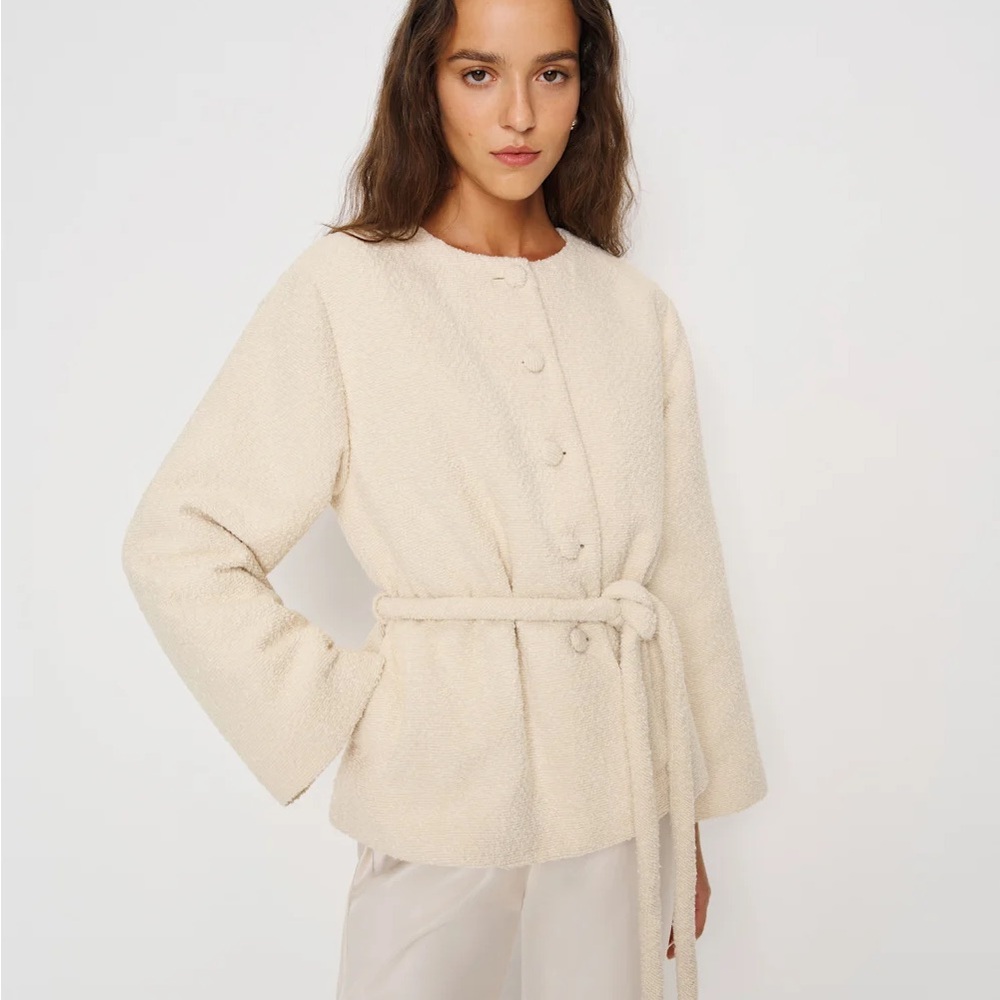 Reformation Palmer Cream Belted Jacket